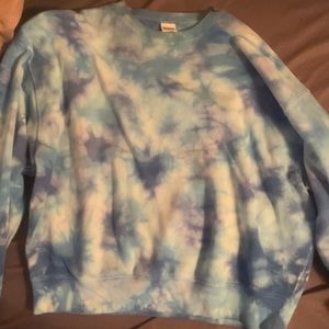 Blue and white tie dyed sweater from Victoria's Secret